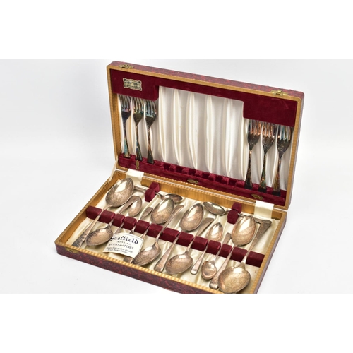 190 - A BOX OF ASSORTED WHITE METAL WARE, to include a boxed three piece 'Walker & Hall' serving set compr... 