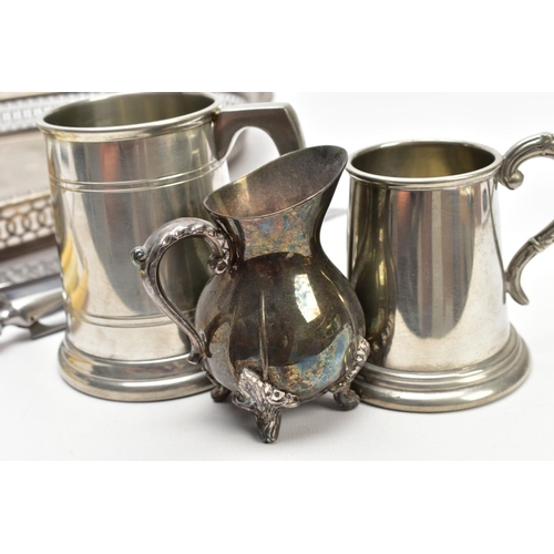 192 - A SELECTION OF PEWTER AND WHITE METAL ITEMS, to include a pewter tankard signed to the base 'English... 