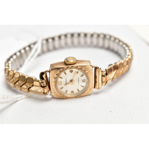 193 - A LADIES 9CT GOLD REGENCY WRISTWATCH AND COSTUME JEWELLERY, the watch with a round silver dial signe... 