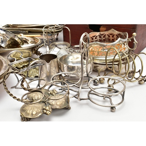 200 - A BOX OF ASSORTED WHITE METAL WARE AND OTHER ITEMS, to include various EPNS and EP entree dishes, to... 