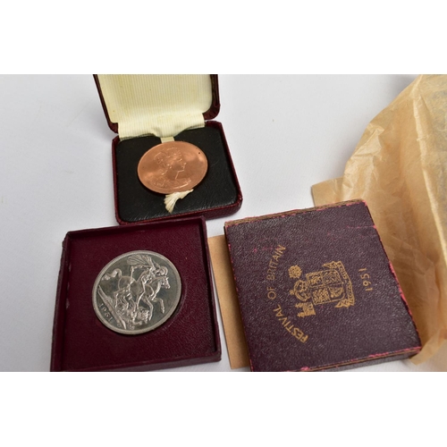 204 - A CARDBOARD BOX OF COINS AND COMMEMORATIVES to include a Coronation medal in bronze struck by the Bi... 