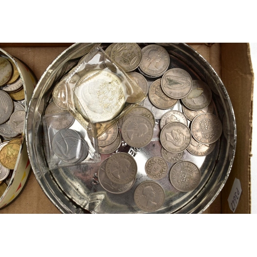 209 - BOX AND TINS OF MIXED COINS to include a bronze medal 65 gr 51mm World Cup Countries from 1930 rever... 