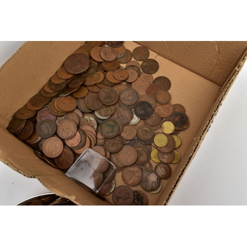 213 - A LARGE PLASTIC TRAY OF MIXED COINS to include a framed display of coin and banknotes, some Shell co... 