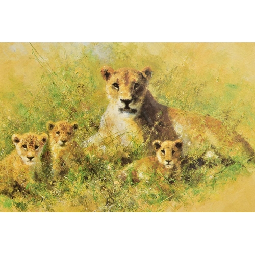 307 - DAVID SHEPHERD (BRITISH 1931-2017) 'LIONESS AND CUBS', a limited edition print 292/475, signed to lo... 