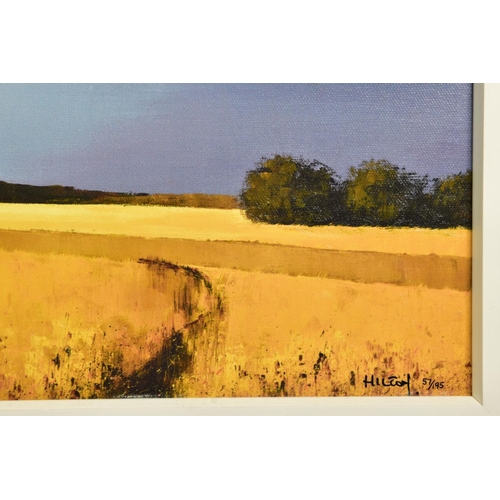 313 - BARRY HILTON (BRITISH 1941) 'GOLDEN FIELDS OF HOME', a limited edition print of a landscape 51/195, ... 