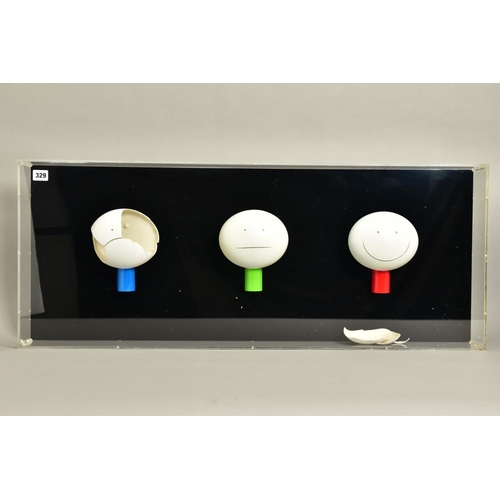 329 - DOUG HYDE (BRITISH 1972) 'MONDAY, WEDNESDAY, FRIDAY' three head sculptures encased within a perspex ... 