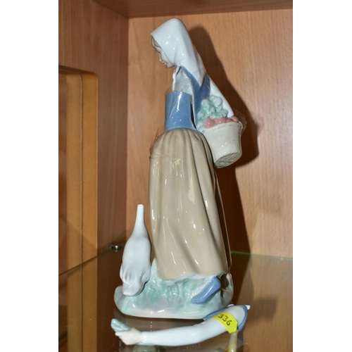 336 - THREE NAO (LLADRO) FIGURES, comprising 'Graceful' 0237, girl with basket of fruit, height 24cm, girl... 