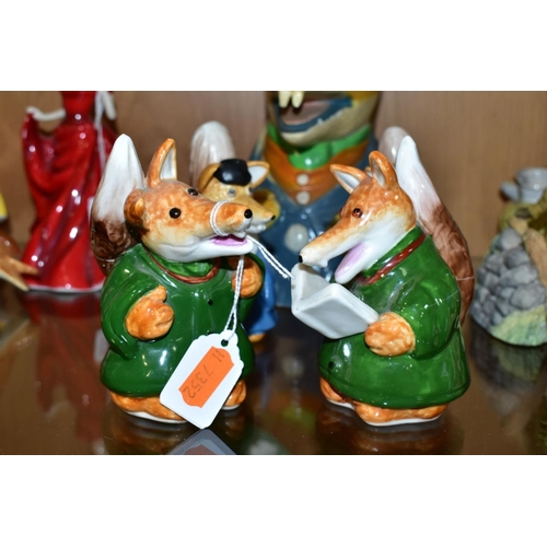 341 - FOPUR COALPORT BASIL BRUSH FIGURES AND A PLASTER BASIL BRUSH MONEY BOX, the money box marked 'Ivan O... 