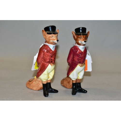 344 - TWO ROYAL DOULTON HUNTSMAN FOX, D6448, one is badly cracked and does not bear the model number, gree... 