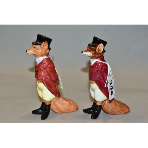 344 - TWO ROYAL DOULTON HUNTSMAN FOX, D6448, one is badly cracked and does not bear the model number, gree... 