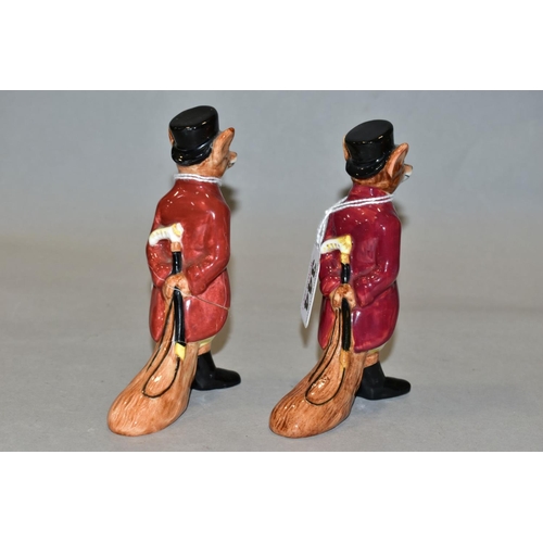 344 - TWO ROYAL DOULTON HUNTSMAN FOX, D6448, one is badly cracked and does not bear the model number, gree... 