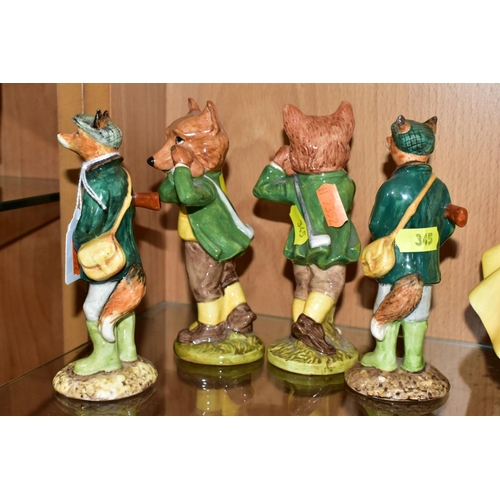 345 - FOUR BESWICK FOX CHARACTER FIGURES, comprising two ECF1 'Huntsman Fox' and two 'The Sporting Charact... 