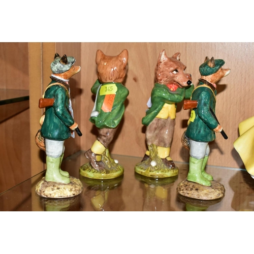 345 - FOUR BESWICK FOX CHARACTER FIGURES, comprising two ECF1 'Huntsman Fox' and two 'The Sporting Charact... 