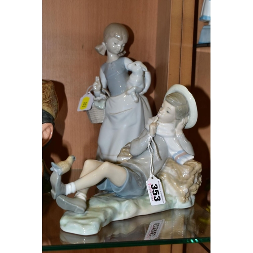 353 - TWO LLADRO FIGURES, comprising no 4835 'Girl with Lamb', designed by Juan Huerta, issued 1972-1991, ... 