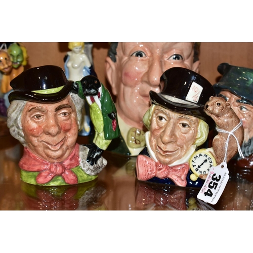 354 - FOUR ROYAL DOULTON CHARACTER JUGS AND A ROYAL DOULTON 'THE MASK SELLER', HN2103, printed marks, heig... 