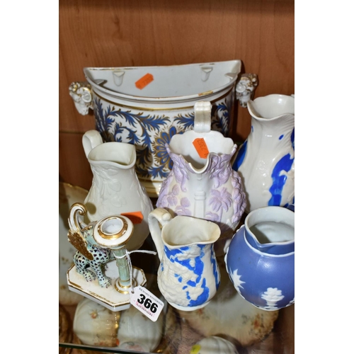 366 - A SMALL GROUP OF 19TH CENTURY CERAMICS, comprising an early 19th Century British porcelain candlesti... 