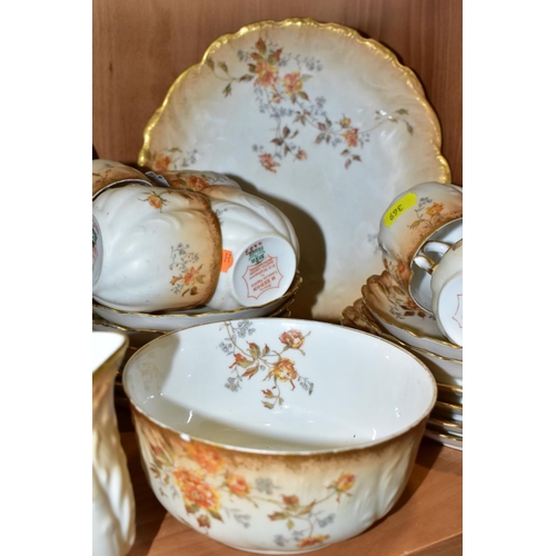 369 - AN EARLY 20TH CENTURY M. REDON LIMOGES PORCELAIN TEA SET, blush ivory ground printed with floral spr... 