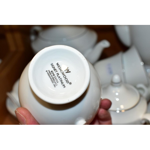 370 - A WEDGWOOD SIGNET PLATINUM PART TEA/COFFEE SERVICE, comprising coffee pot, tea pot, milk jug, twin h... 