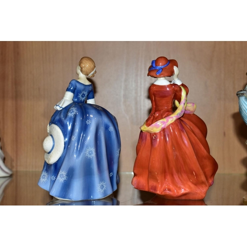 375 - TWO ROYAL DOULTON PRETTY LADIES FIGURES, comprising Top O'the Hill HN4778 and 'Hilary' HN4996 (2) (C... 