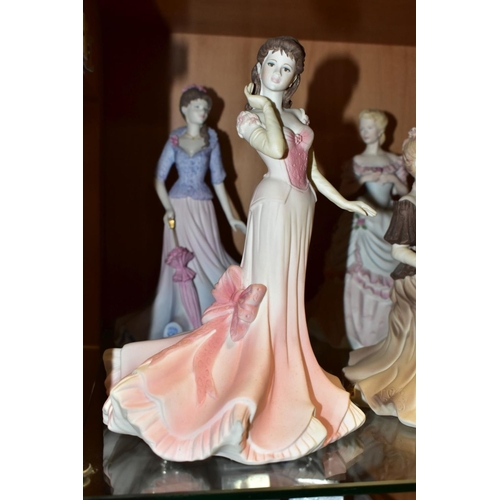 376 - SIX COALPORT BISQUE AGE OF ELEGANCE LADY FIGURES, comprising 'Sweet Surprise Figurine of the Year 19... 