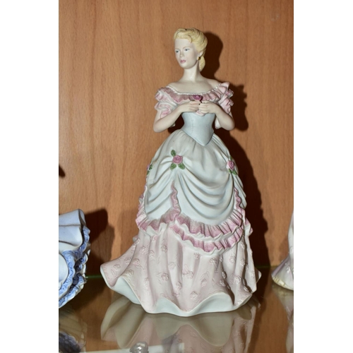 376 - SIX COALPORT BISQUE AGE OF ELEGANCE LADY FIGURES, comprising 'Sweet Surprise Figurine of the Year 19... 