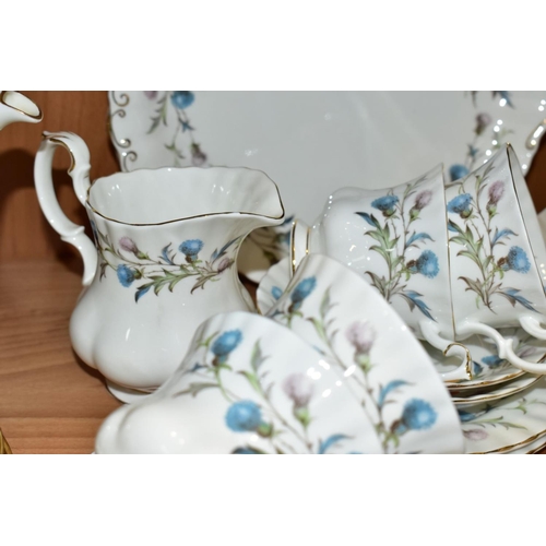 383 - A ROYAL ALBERT 'BRIGADOON' PATTERN SECONDS TEA SET, comprising a bread and butter plate, milk jug, s... 