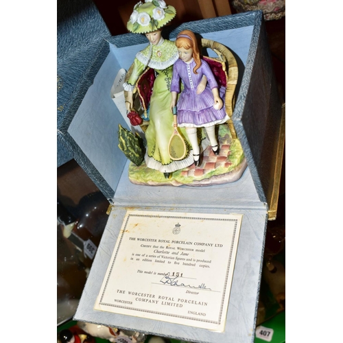 395 - A BOXED LIMITED EDITION ROYAL WORCESTER FIGURE GROUP, from the Victorian Series, 'Charlotte and Jane... 