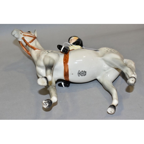 401 - A BESWICK HUNTSWOMAN, No 1730, style two, grey horse, Beswick crest backstamp, height 21.5cm (Condit... 