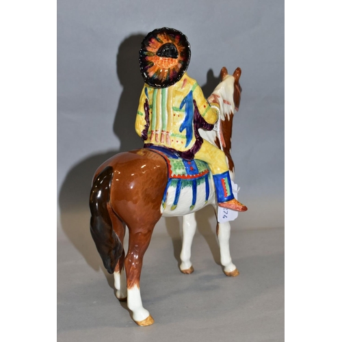 405 - A BESWICK MOUNTED INDIAN, No 1391, designed by Mr Orwell, Beswick crest backstamp, height 22cm (Cond... 