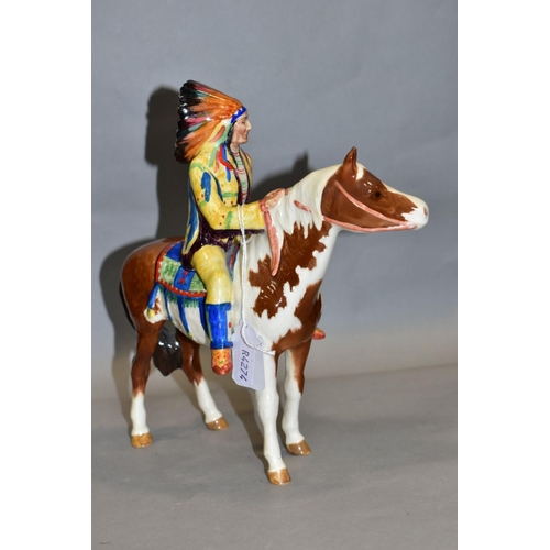 405 - A BESWICK MOUNTED INDIAN, No 1391, designed by Mr Orwell, Beswick crest backstamp, height 22cm (Cond... 