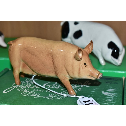 411 - TWO BOXED BESWICK PIGS, Tamworth Pig G215 and Gloucester Old Spot Pig G230, designed by Amanda Hughe... 