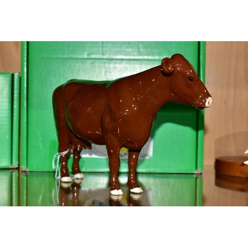 418 - A BOXED BESWICK RARE BREEN RED POLL COW, No 4111, designed by Robert Donaldson, Beswick crest backst... 