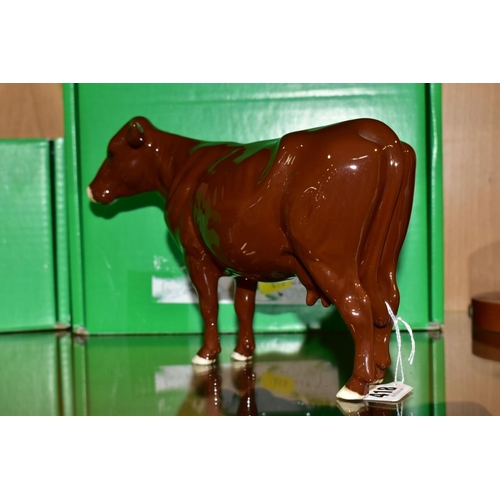 418 - A BOXED BESWICK RARE BREEN RED POLL COW, No 4111, designed by Robert Donaldson, Beswick crest backst... 