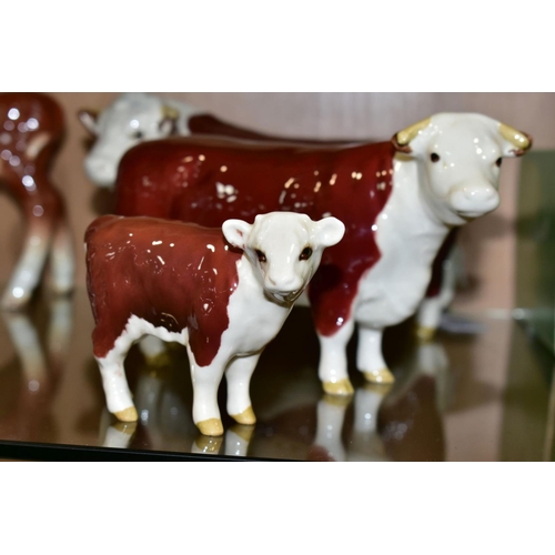 423 - BESWICK HEREFORD CATTLE, comprising Bull Ch of Champions No 1363B, Hereford Cow Ch of Champions No 1... 