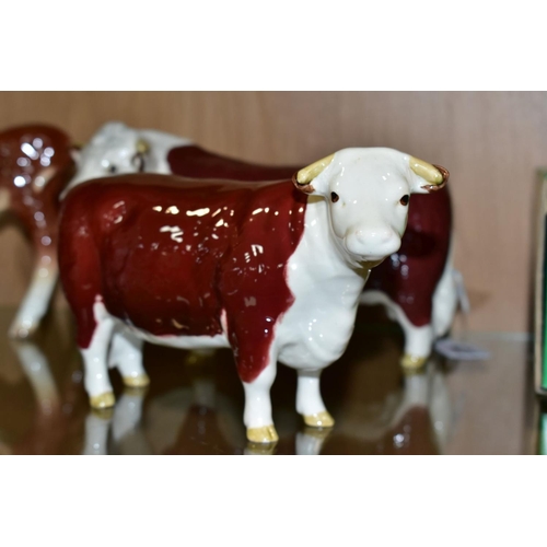 423 - BESWICK HEREFORD CATTLE, comprising Bull Ch of Champions No 1363B, Hereford Cow Ch of Champions No 1... 