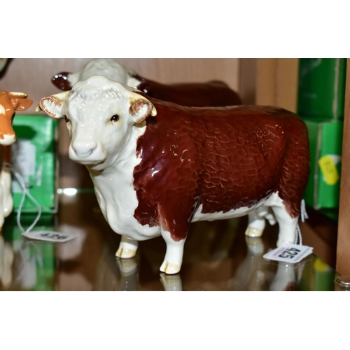 425 - TWO BESWICK HEREFORD BULLS, comprising No.1363A (first version, horns protrude from ears) and Polled... 