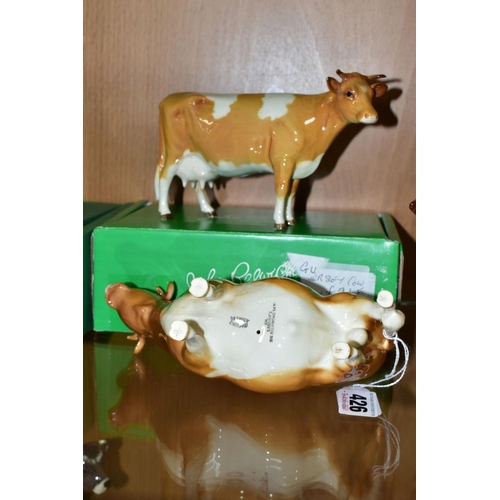 426 - BESWICK GUERNSEY CATTLE, comprising Bull Ch. Sabrina's Sir Richmond 14th, No.1451 two Guernsey Cows,... 