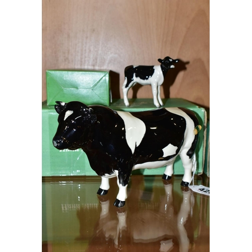 428 - BESWICK FRIESIAN CATTLE, comprising boxed Bull Ch. Coddington Hilt Bar, No.1439A, gloss, Cow Ch. Cla... 