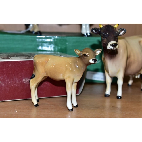 430 - BESWICK JERSEY CATTLE, comprising boxed Bull Ch. Dunsley Coy Boy No.1422, Cow Ch. Newton Tinkle No.1... 