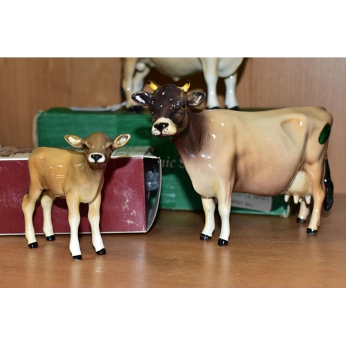 430 - BESWICK JERSEY CATTLE, comprising boxed Bull Ch. Dunsley Coy Boy No.1422, Cow Ch. Newton Tinkle No.1... 