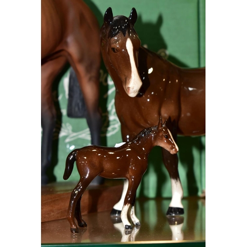 442 - THREE BESWICK HORSES, comprising connoisseur horse 'Arkle' No.2065, on wooden plinth (missing plaque... 