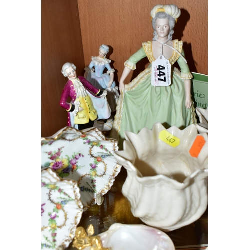 447 - A SMALL GROUP OF ORNAMENTS, to include a Franklin porcelain figure 'Marie Antoinette' with Certifica... 