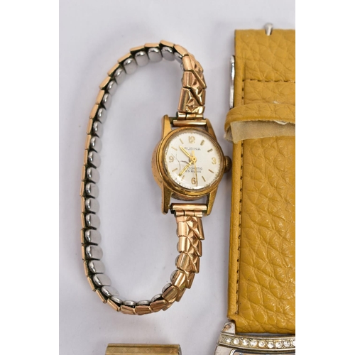 45 - A SMALL SELECTION OF LADIES AND GENTS WRISTWATCHES, six watches in total to include an a.f gold-plat... 