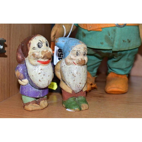 458 - A CHAD VALLEY DISNEY SEVEN DWARFS DOC FIGURE, pressed felt with painted features, green linen suit w... 