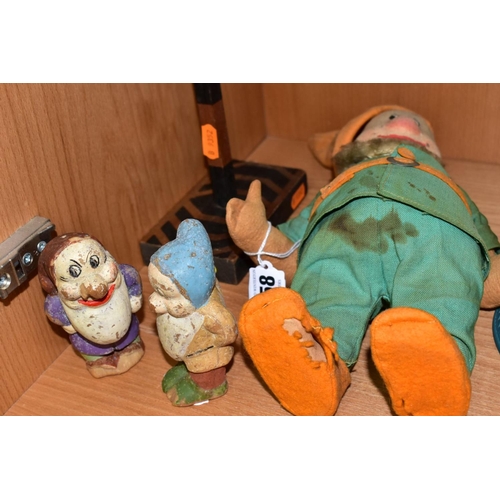 458 - A CHAD VALLEY DISNEY SEVEN DWARFS DOC FIGURE, pressed felt with painted features, green linen suit w... 