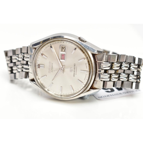 46 - A GENTS SEIKO AUTOMATIC WRISTWATCH, round silver dial signed 'Seiko Automatic, grand Seiko Diashock'... 