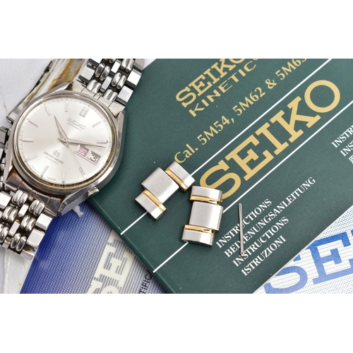 46 - A GENTS SEIKO AUTOMATIC WRISTWATCH, round silver dial signed 'Seiko Automatic, grand Seiko Diashock'... 