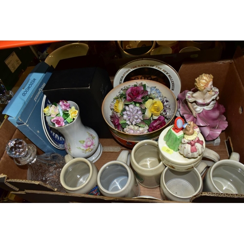 472 - THREE BOXES AND LOOSE CERAMICS, ETC, to include a Gerda Neubacher for Franklin Mint 'Cinderella' scu... 