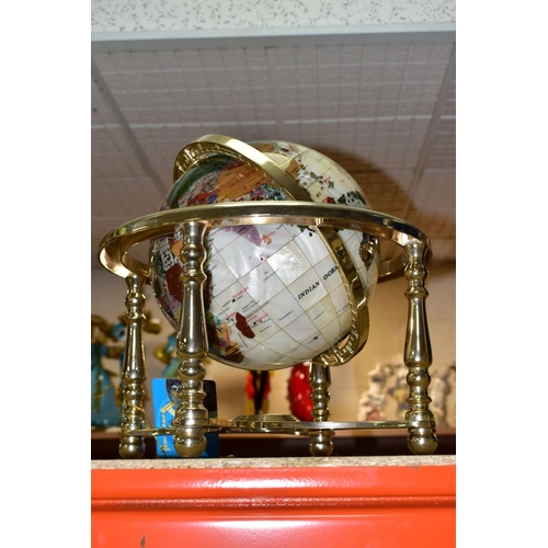 479 - A BOXED SPLENDOR ELEGANCE GEM STONE GLOBE, the terrestrial globe is inset with over thirty different... 