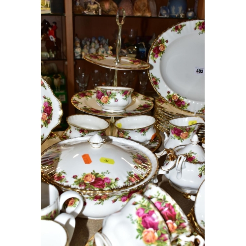 482 - ROYAL ALBERT OLD COUNTRY ROSES PART DINNER SERVICE, comprising ten 26cm plates, nine seconds, 20.5cm... 